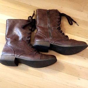Hardly-Worn Size 8 Combat Dark Brown Boots